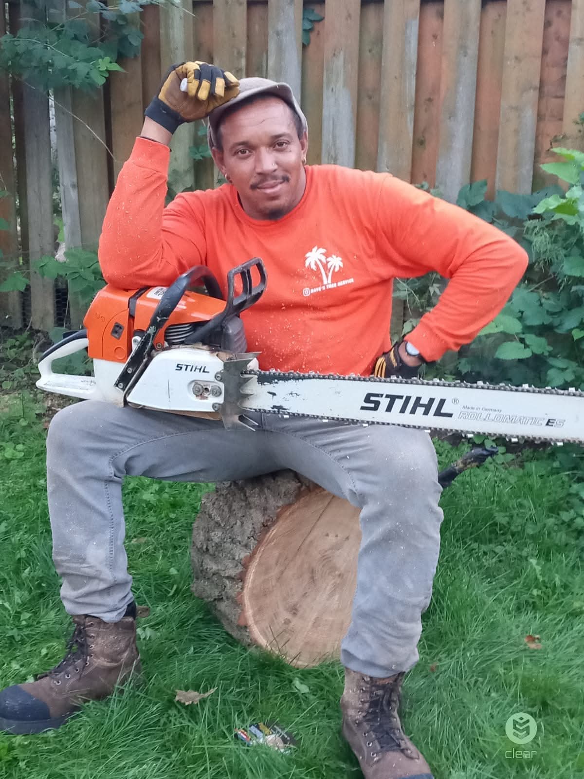 Dave with his Stihl chainsaw on the job